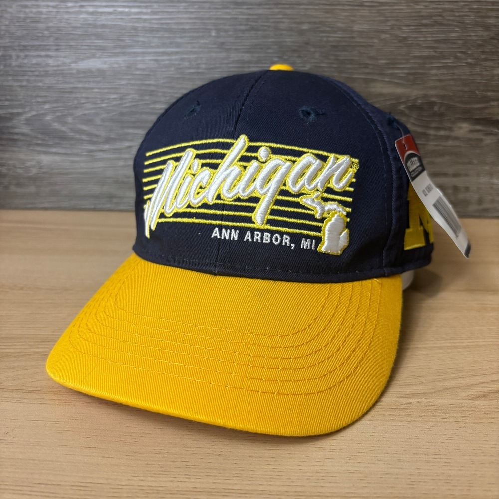 Michigan Wolverines Hat Cap Snap Back Blue Retro Bar Ann Arbor NWT